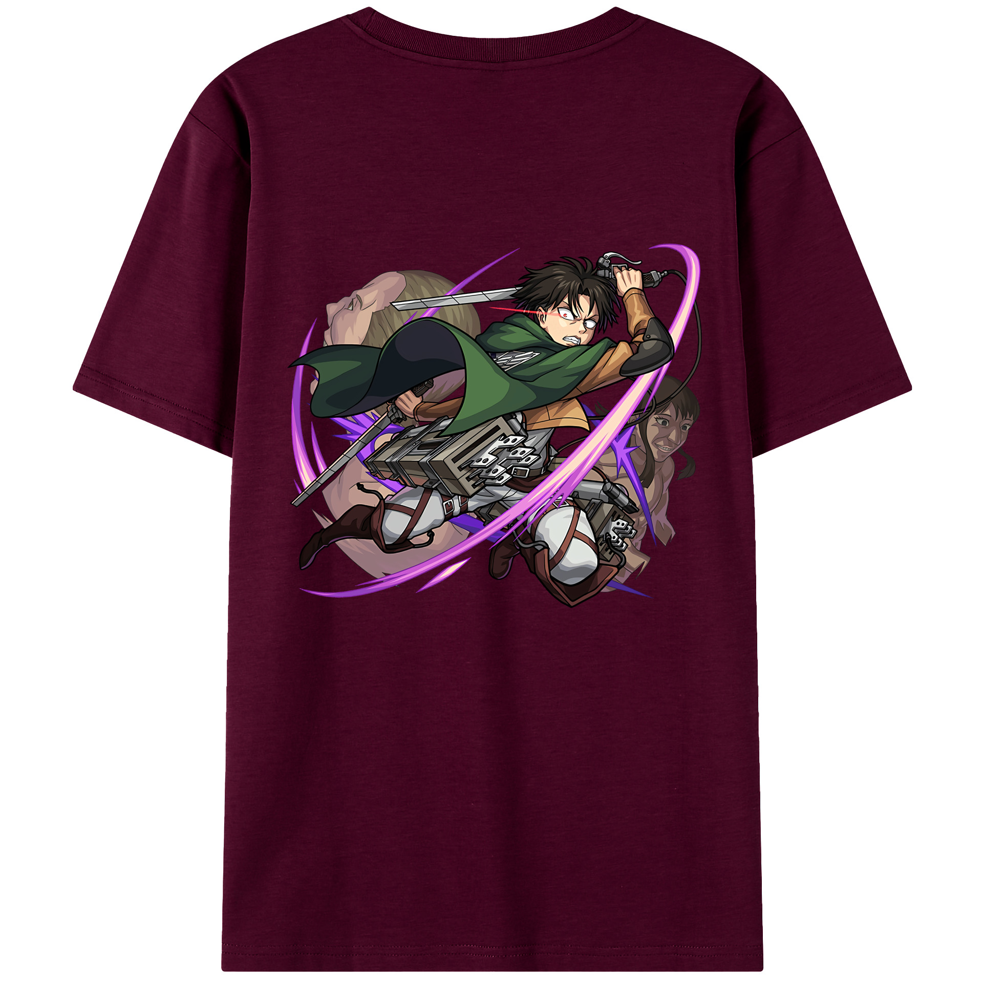 （画像用） 進撃の巨人 リヴァイ·アッカーマン Attack on Titan Levi Ackerman レディース半袖Tシャツ(バックプリント)